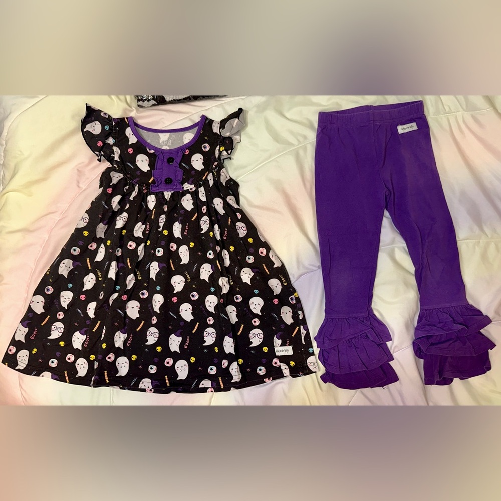 Merce & Me Adorable Halloween Ghost Dress and Leggings Set 4T